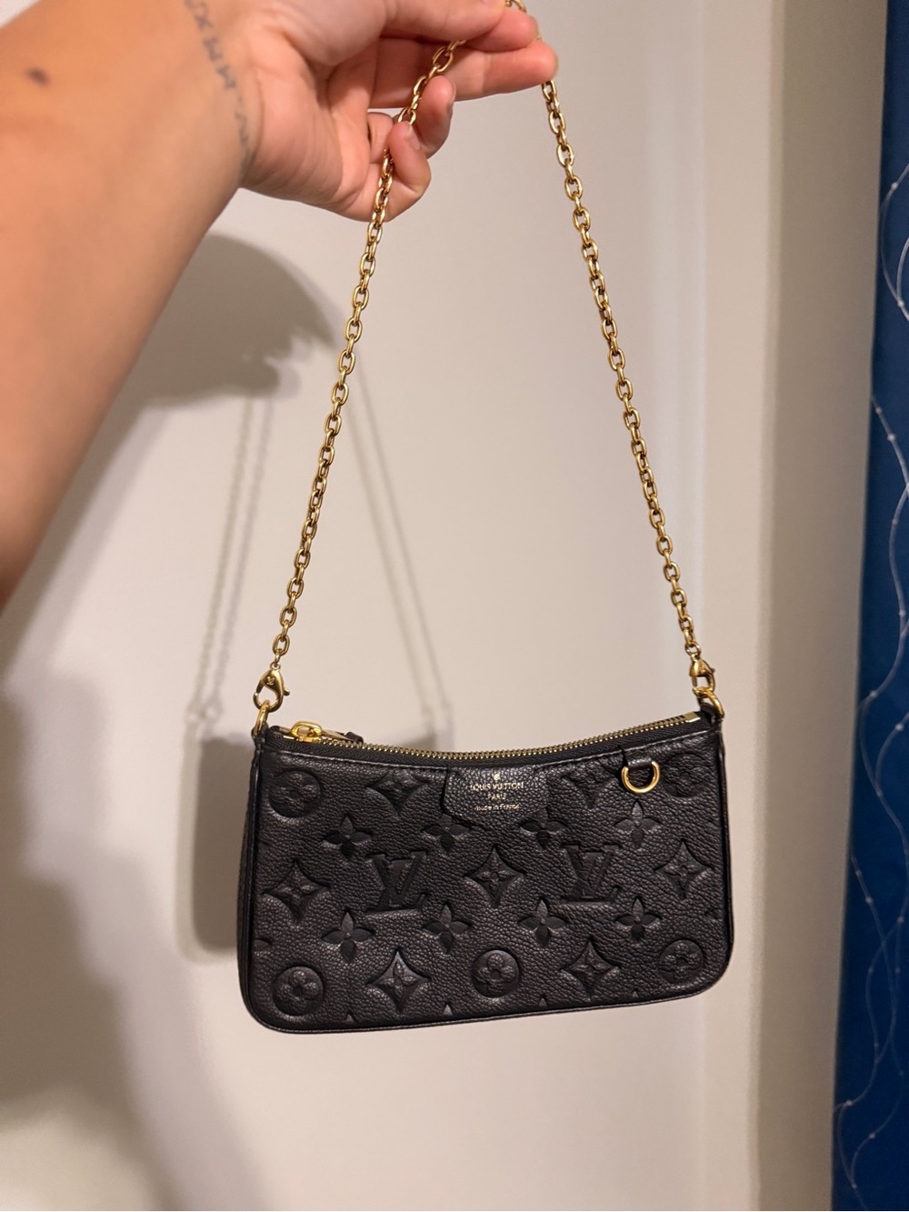 Louis Vuitton Black Embossed Monogram Chain Mini Pochette - Picture 2 of 9